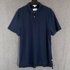 James Perse Sueded Jersey Polo Shirt - Men's Size 4 / XL - Dark Blue